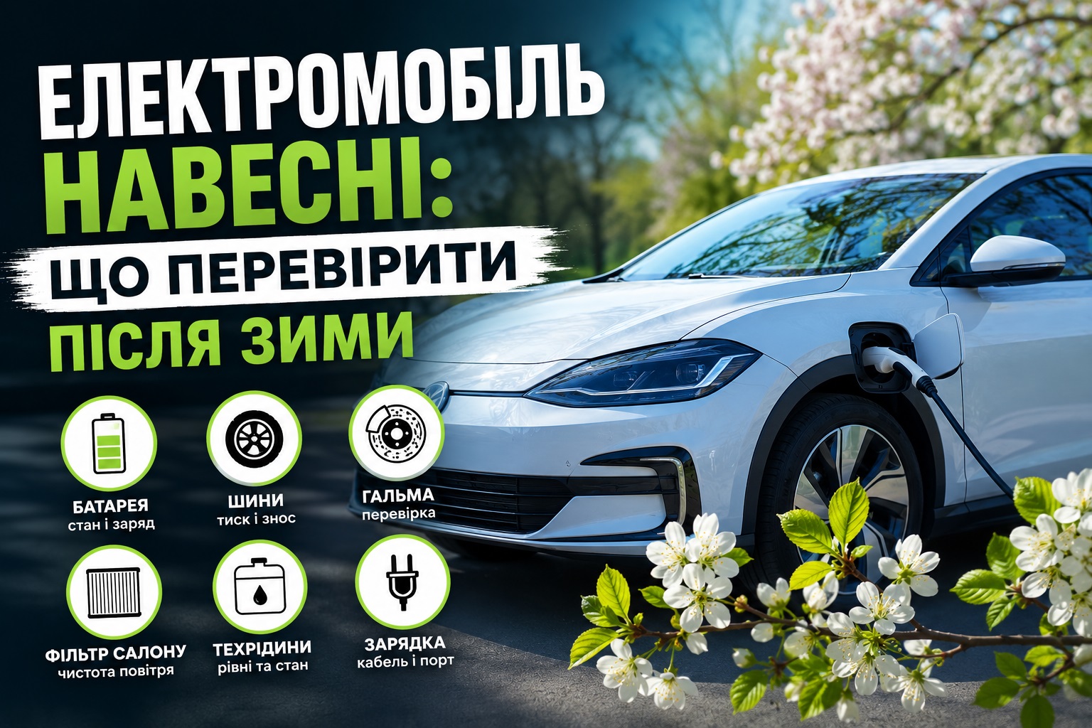 Електромобіль навесні: що перевірити після зими — повний чек-лист