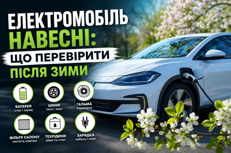 Електромобіль навесні: що перевірити після зими — повний чек-лист