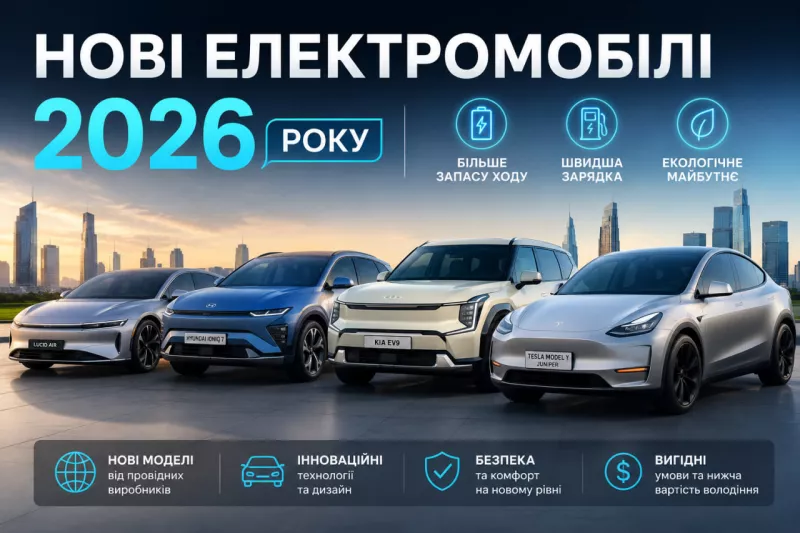 Нові електромобілі 2026 року